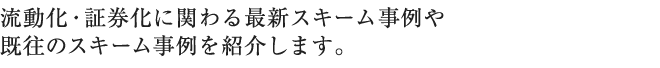 流動化・証券化に関わる最新スキーム事例や既往のスキーム事例を紹介します。